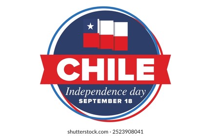 Dia da Independência do Chile. Feliz feriado nacional. Dia da Liberdade. Comemore anualmente em 18 de setembro. Bandeira do Chile. Design chileno patriótico. Cartaz, cartão, faixa, modelo, fundo. Vetor