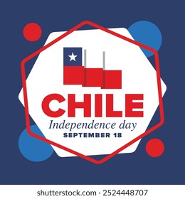 Dia da Independência do Chile. Feliz feriado nacional. Dia da Liberdade. Comemore anualmente em 18 de setembro. Bandeira do Chile. Design chileno patriótico. Cartaz, cartão, faixa, modelo, fundo. Vetor