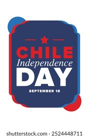 Dia da Independência do Chile. Feliz feriado nacional. Dia da Liberdade. Comemore anualmente em 18 de setembro. Bandeira do Chile. Design chileno patriótico. Cartaz, cartão, faixa, modelo, fundo. Vetor