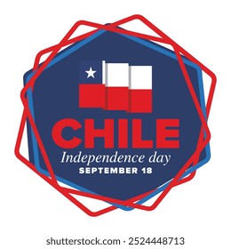 Dia da Independência do Chile. Feliz feriado nacional. Dia da Liberdade. Comemore anualmente em 18 de setembro. Bandeira do Chile. Design chileno patriótico. Cartaz, cartão, faixa, modelo, fundo. Vetor