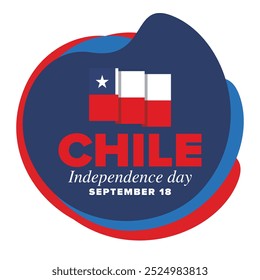 Dia da Independência do Chile. Feliz feriado nacional. Dia da Liberdade. Comemore anualmente em 18 de setembro. Bandeira do Chile. Design chileno patriótico. Cartaz, cartão, faixa, modelo, fundo. Vetor