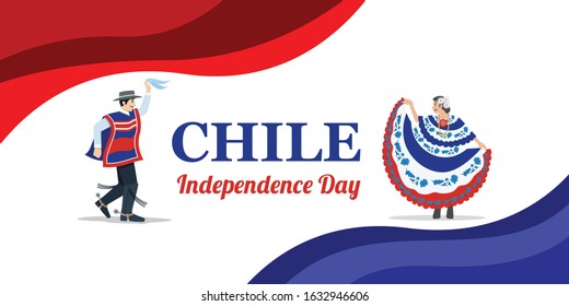 Chile Independence Day, Illustration of Traditional Dance, Vector