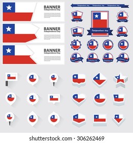 chile independence day, infographic, and label Set.