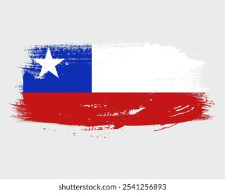 dia da independência do chile com bandeira nacional chile acenando tinta pincel grunge traçado aquarela pintado vetor emoji clipart elemento