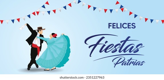 Chile Independence Day. people dance and celebrating September 18 Background Design. felices Fiestas Patrias Spanish word translation : Happy Independence Day