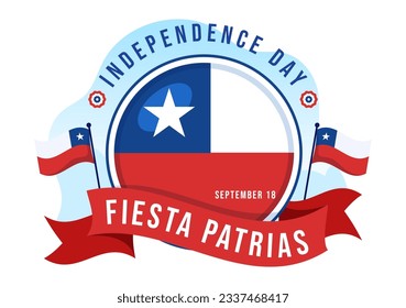 Chiles Independence Day Vektor Illustration von Fiestas Patrias Celebration mit Waving Flag in National Holiday Flat Cartoon handgezeichnete Vorlagen