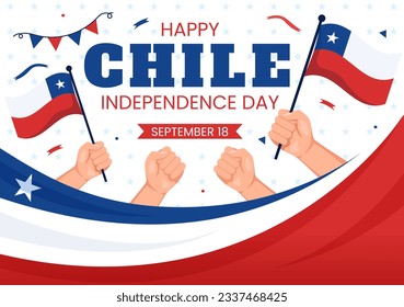 Chiles Independence Day Vektor Illustration von Fiestas Patrias Celebration mit Waving Flag in National Holiday Flat Cartoon handgezeichnete Vorlagen