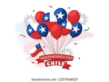 Chiles Independence Day Vektor Illustration von Fiestas Patrias Celebration mit Waving Flag in National Holiday Flat Cartoon handgezeichnete Vorlagen