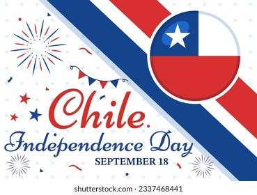 Chiles Independence Day Vektor Illustration von Fiestas Patrias Celebration mit Waving Flag in National Holiday Flat Cartoon handgezeichnete Vorlagen