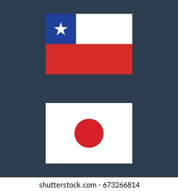 Chile and Japan flags icon vector illustration sign symbol