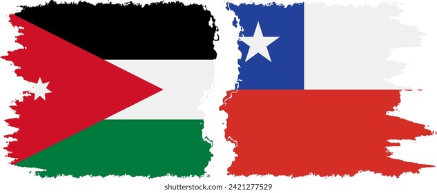 Verbindung zwischen Chile und Jordanien mit Grunge-Flaggen, Vektorgrafik