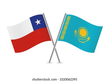 Chile and Kazakhstan flags. Vector illustration.