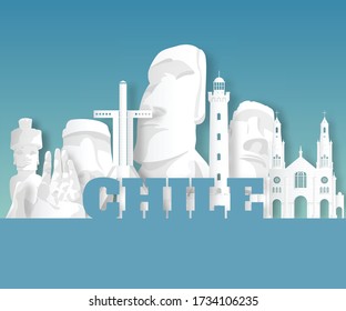 Chile Landmark Global Travel And Journey paper background. Vector Design Template.used for your advertisement, book, banner, template, travel business or presentation.