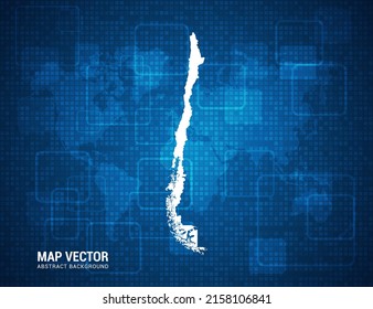 Chile Karte mit abstrakter, blauer Hintergrund-Technologie Pixel-Pappe Textur.