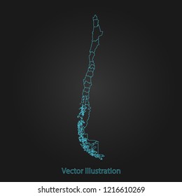 Chile map - Abstract mash line and point scales on dark background with Chile. flat design style, clean and modern. Vector Illustration eps10