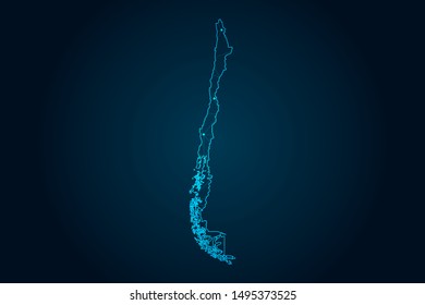 chile map with Abstract mash line and point scales on Dark background . design polygon sphere . Wire frame 3D mesh polygonal network line . Vector illustration eps 10.