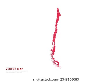 Mapa de Chile - estilo abstracto rojo aislado en fondo blanco para infografía, vector de diseño.