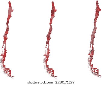 CHILE MAP com suas divisões administrativas e regiões