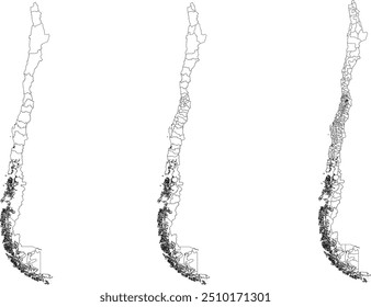 CHILE MAP com suas divisões administrativas e regiões