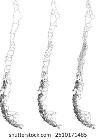 CHILE MAP com suas divisões administrativas e regiões