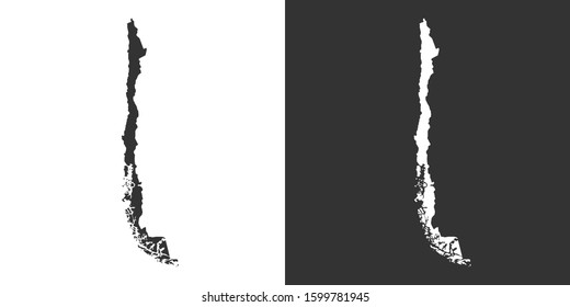 Chile Map With Black and White Vector