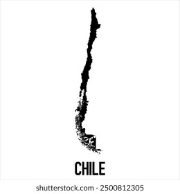 Chile Map - black World Map International vector template with High detailed isolated on white background - Vector