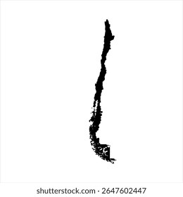 Chile Map - black World Map International vector template with High detailed isolated on white background - Vector
