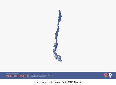 Chile Map - blue abstract style isolated on white background for infographic, design vector.