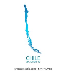 Chile map - blue geometric rumpled triangular low poly style gradient graphic background , polygonal design for your . Vector illustration eps 10.