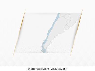 Mapa do Chile em Azul com Sotaques Emoldurados de Ouro. Mapa Vetorial Moderno do Chile. Ilustração de vetor.