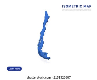 Chile map blue isolated on white background with 3d isometric vector illustration.