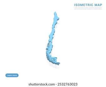 Chile map blue on white background with isometric vector.