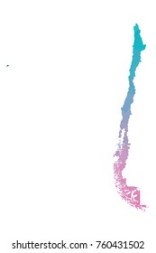 chile map. Blue and Pink polygonal shape vector illustration on white background. Vector illustration eps 10.