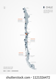 Chile map with borders, cities, capital Santiago and administrative divisions. Infographic vector map. Editable layers clearly labeled.