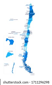 Chile map. Cities, regions. Vector