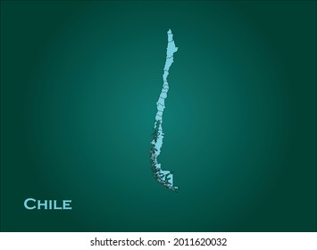 Chile map cyan Color on Green Backgound