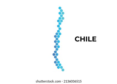 Chile map digital hexagon shape on white background vector illustration