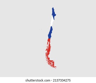 Chile Map Flag. Map of Chile with the Chilean Country Flag. Vector Illustration.