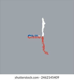Chile map and flag color design on gray background