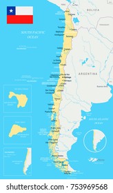 Chile map and flag - High Detailed Vector Illustration