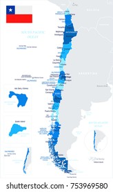 Chile map and flag - High Detailed Vector Illustration