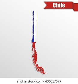 Chile map with flag inside and ribbon