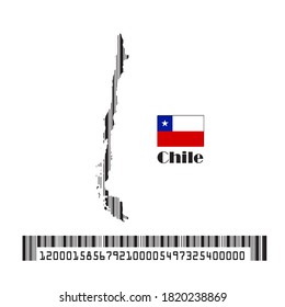 Chile map flag made bar code, vector illustration.
