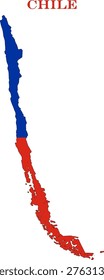 Chile Map Flag National Vector Outline with Lone Star Icon