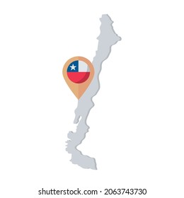 chile map and flag vector icon