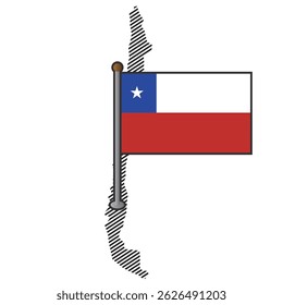 Mapa do Chile com bandeira. Ilustração vetorial