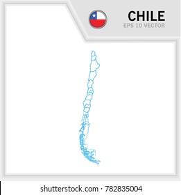 Chile map and flag in white background