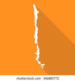 Chile map flat simple style with long shadow.