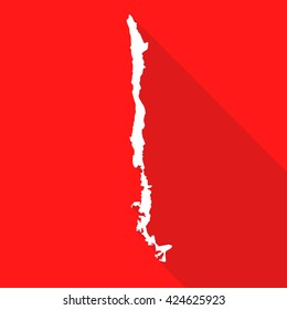 Chile map flat simple style with long shadow.