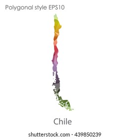 Chile map in geometric polygonal style.Abstract gems triangle,modern design background. Vector illustration EPS10